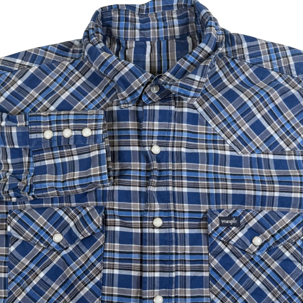 Wrangler Pearl Snap Button Down Shirt Heavy Duty Mens XL‎ Plaid Western Shirt